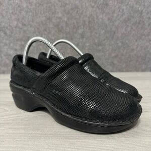 Born b.o.c. Toby Black Leather Clogs Womens Sz 9.5 Textured Slip On Shoes‎